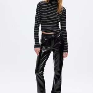 Gap Mid Rise Vegan Patent Leather Baby Boot Pants